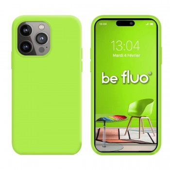 Coque Silicone Moxie BeFluo Fine et Légère pour iPhone 16 Pro Max, Intérieur Microfibre - Vert pomme