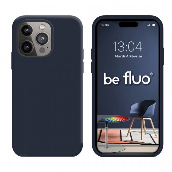 Coque Silicone Moxie BeFluo Fine et Légère pour iPhone 16 Pro Max, Intérieur Microfibre - Bleu fonçé