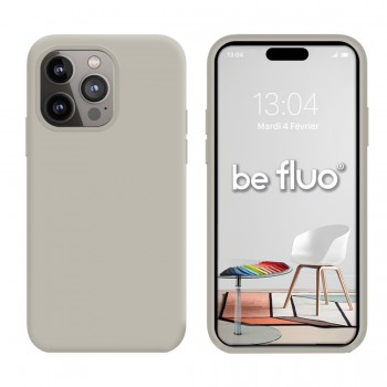 Coque Silicone Moxie BeFluo Fine et Légère pour iPhone 16 Pro Max, Intérieur Microfibre - Gris Nardo