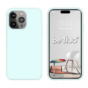 Coque Silicone Moxie BeFluo Fine et Légère pour iPhone 16 Pro Max, Intérieur Microfibre - Bleu glacier