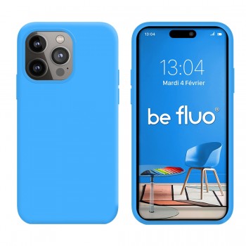 Coque Silicone Moxie BeFluo Fine et Légère pour iPhone 16 Pro Max, Intérieur Microfibre - Bleu clair