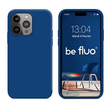 Coque Silicone Moxie BeFluo Fine et Légère pour iPhone 16 Pro Max, Intérieur Microfibre - Bleu marine