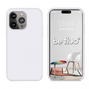 Coque Silicone Moxie BeFluo Fine et Légère pour iPhone 16 Pro Max, Intérieur Microfibre - Blanc