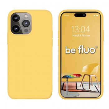 Coque Silicone Moxie BeFluo Fine et Légère pour iPhone 16 Pro Max, Intérieur Microfibre - Jaune