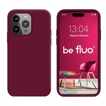 Coque Silicone Moxie BeFluo Fine et Légère pour iPhone 16 Pro, Intérieur Microfibre - Lie de vin