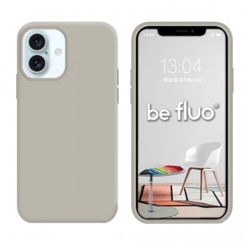 Coque Silicone Moxie BeFluo Fine et Légère pour iPhone 16 Plus, Intérieur Microfibre - Gris Nardo