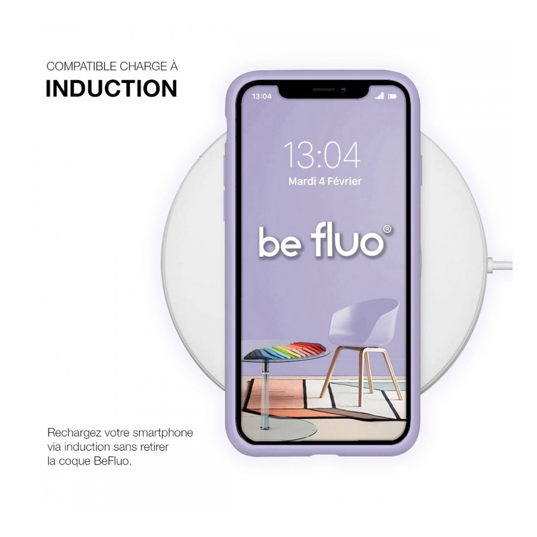 Coque Silicone Moxie BeFluo Fine et Légère pour iPhone 16 Plus, Intérieur Microfibre - Lilas