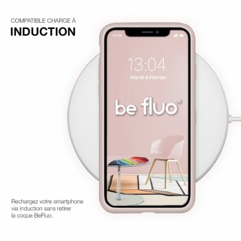 Coque Silicone Moxie BeFluo Fine et Légère pour iPhone 16 Plus, Intérieur Microfibre - Rose sable