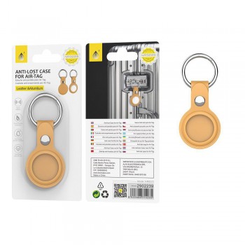 Porte clef en simili cuir Airtag - NR9223 -JAUNE