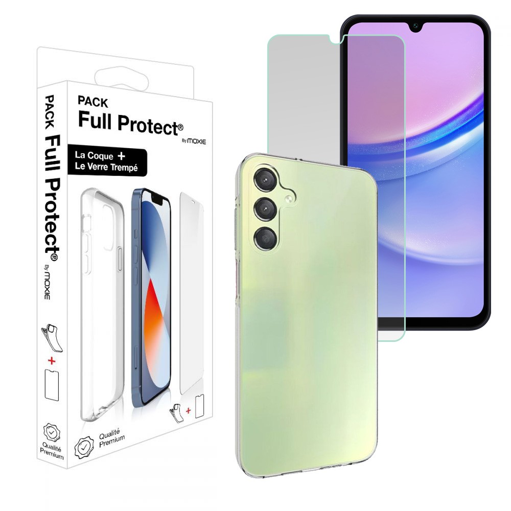 Pack Moxie 1 Housse TPU transparente + 1 verre trempé 2.5D Samsung Galaxy A16