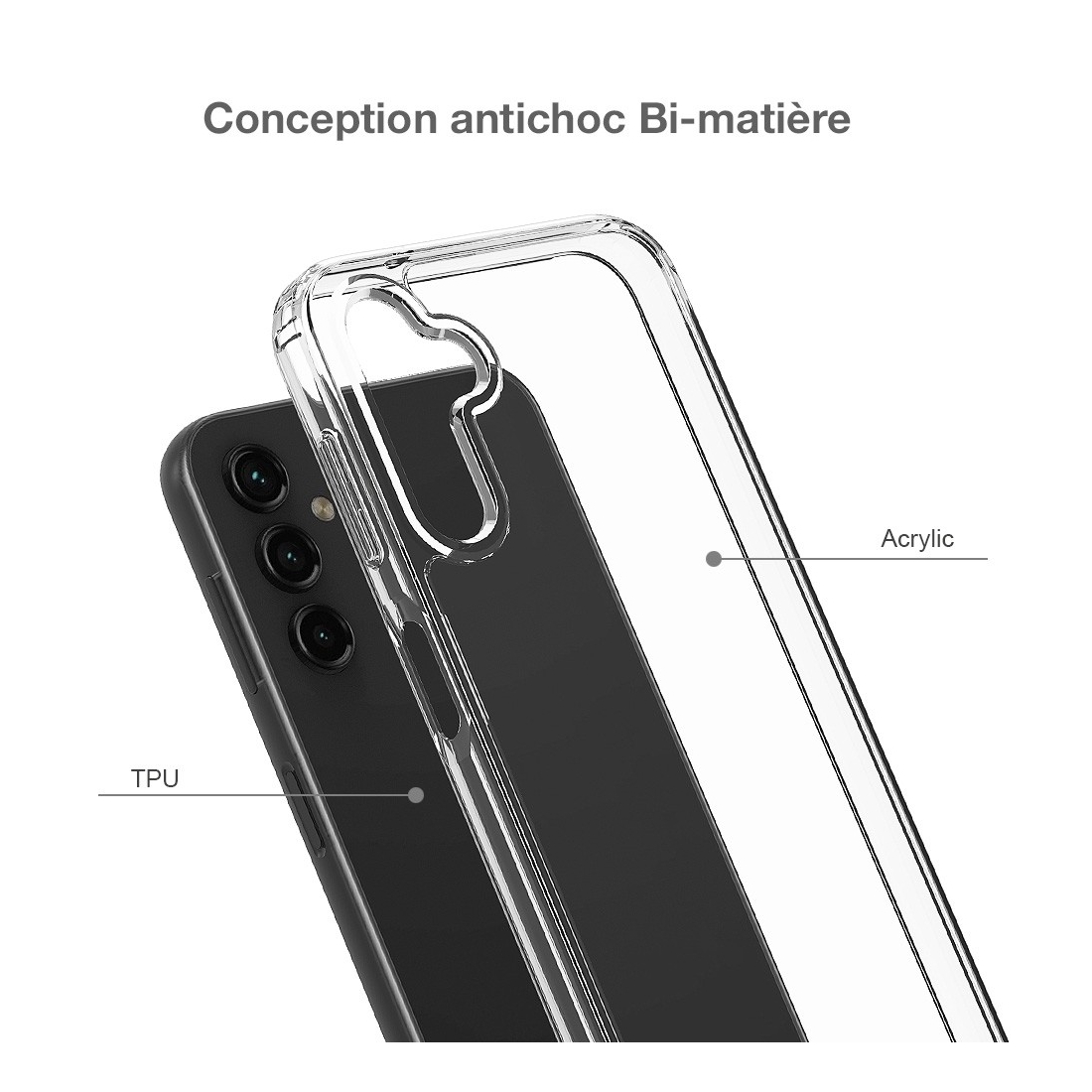 Coque renforcée Moxie transparente en TPU et Polycarbonate pour Galaxy A16