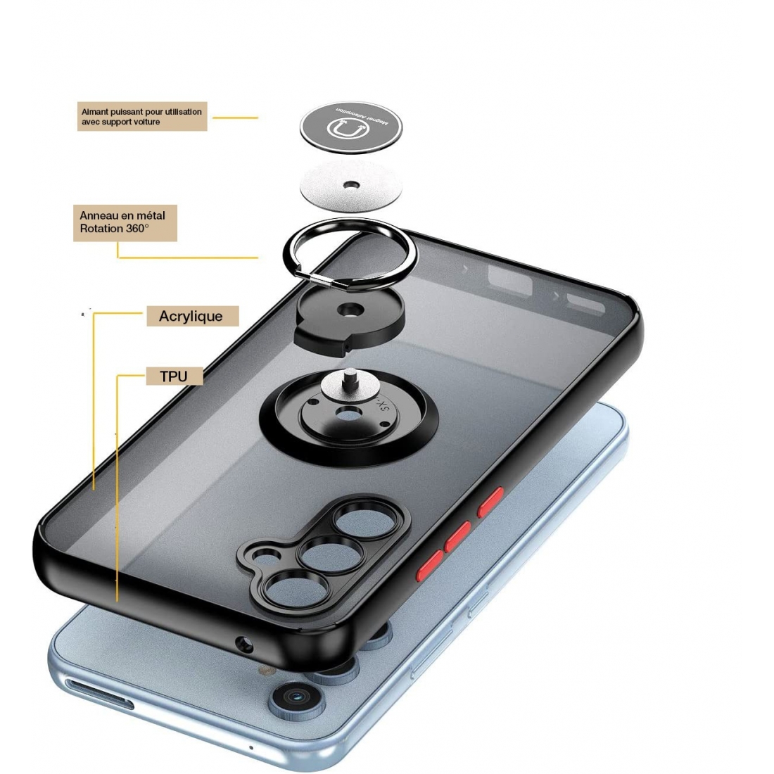 Coque Moxie TPU + PC Samsung Galaxy S24 FE avec ring holder