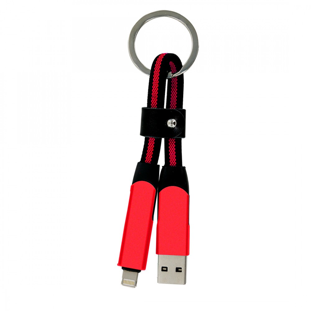 Porte clef cable de charge 5 en 1 en aluminium et Nylon - rouge