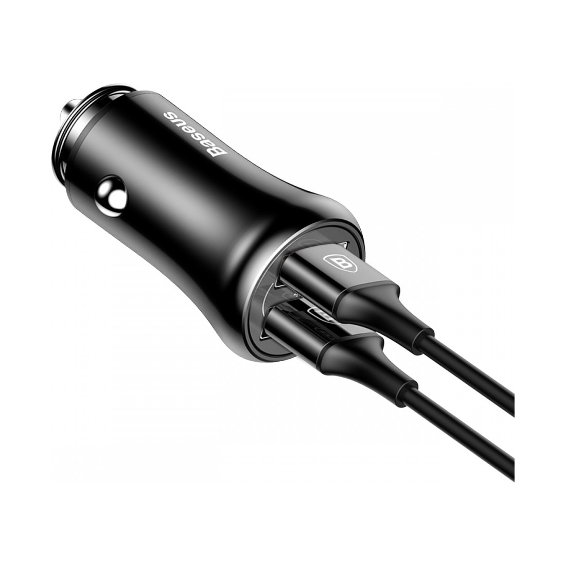 Chargeur allume-cigare Baseus 2 ports USB 4,8A finition métal - Noir