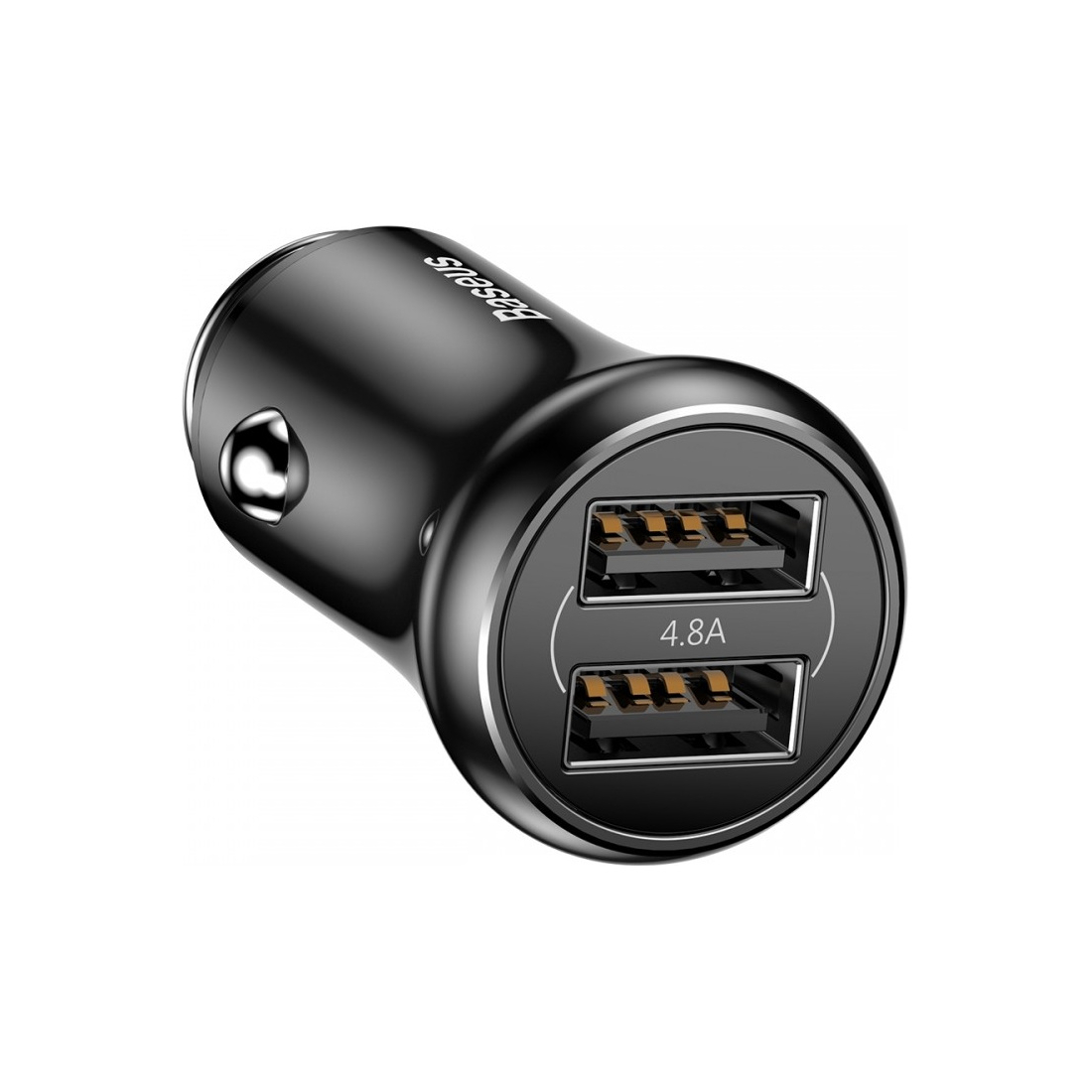 Chargeur allume-cigare Baseus 2 ports USB 4,8A finition métal - Noir