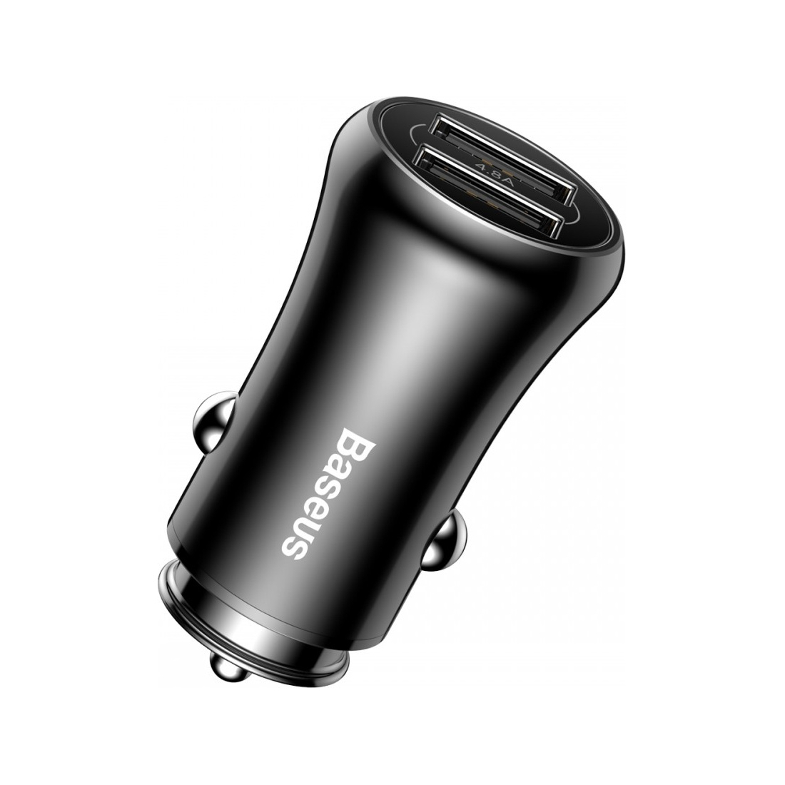 Chargeur allume-cigare Baseus 2 ports USB 4,8A finition métal - Noir