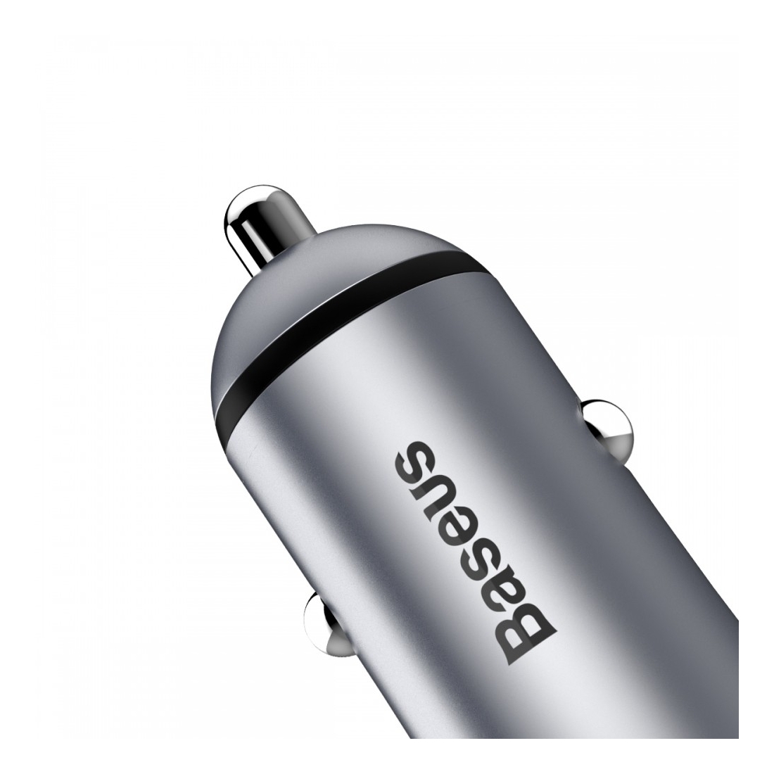 Chargeur Allume Cigare 2 USB, Baseus - 3.1A-  2 ports USB, Finition Métal-gris