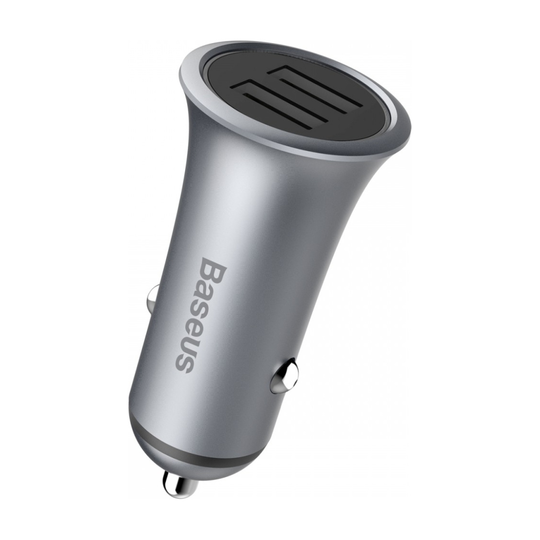 Chargeur allume-cigare Baseus 2 ports USB 3,1A finition métal - Gris