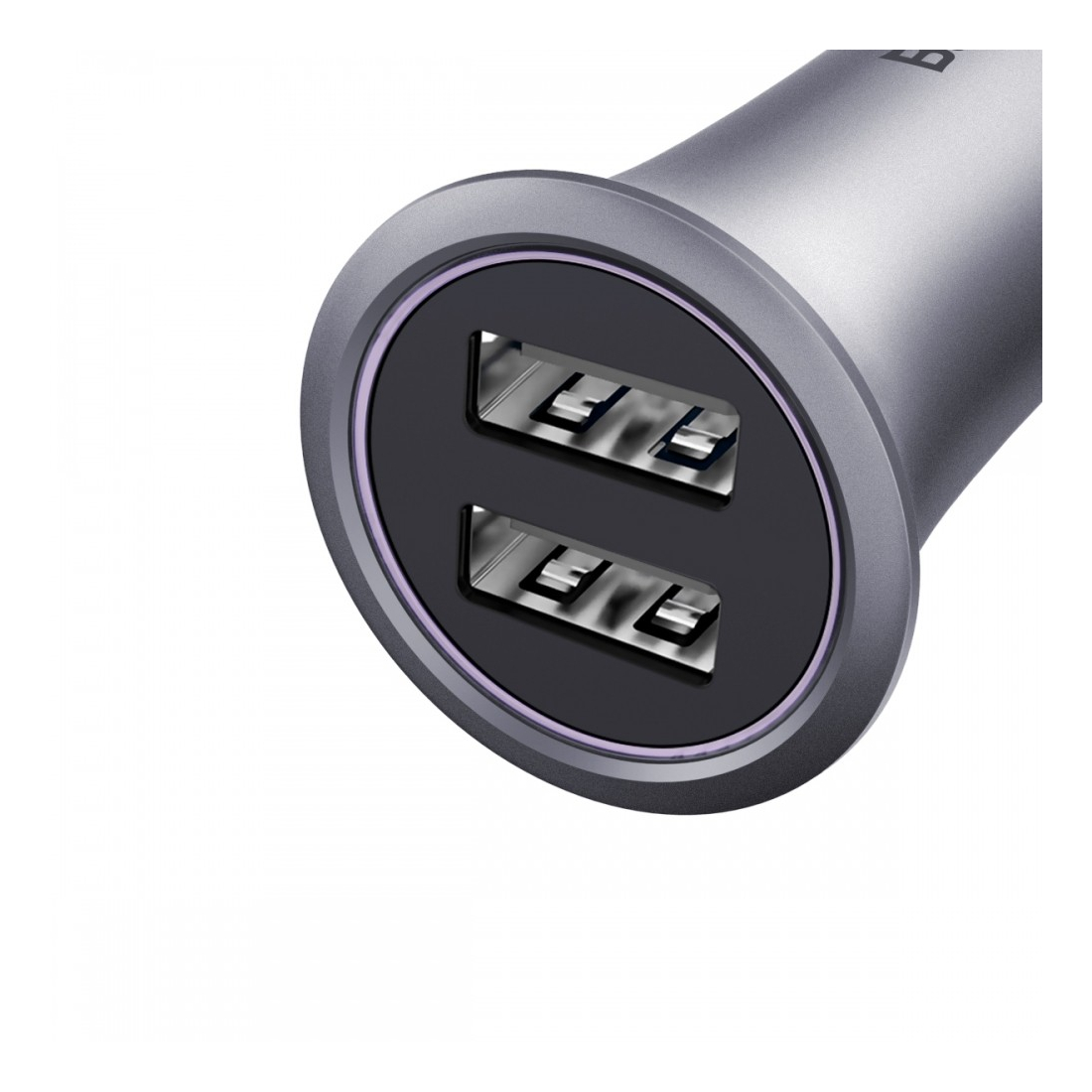 Chargeur allume-cigare Baseus 2 ports USB 3,1A finition métal - Gris