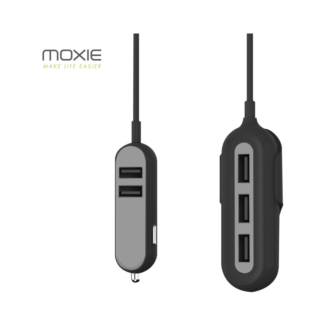 Smart Car Charger Moxie 10.8A 2 ports USB + Hub 3 ports USB