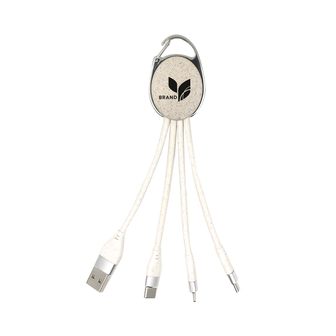 Porte clef métal en paille de blé avec cable data