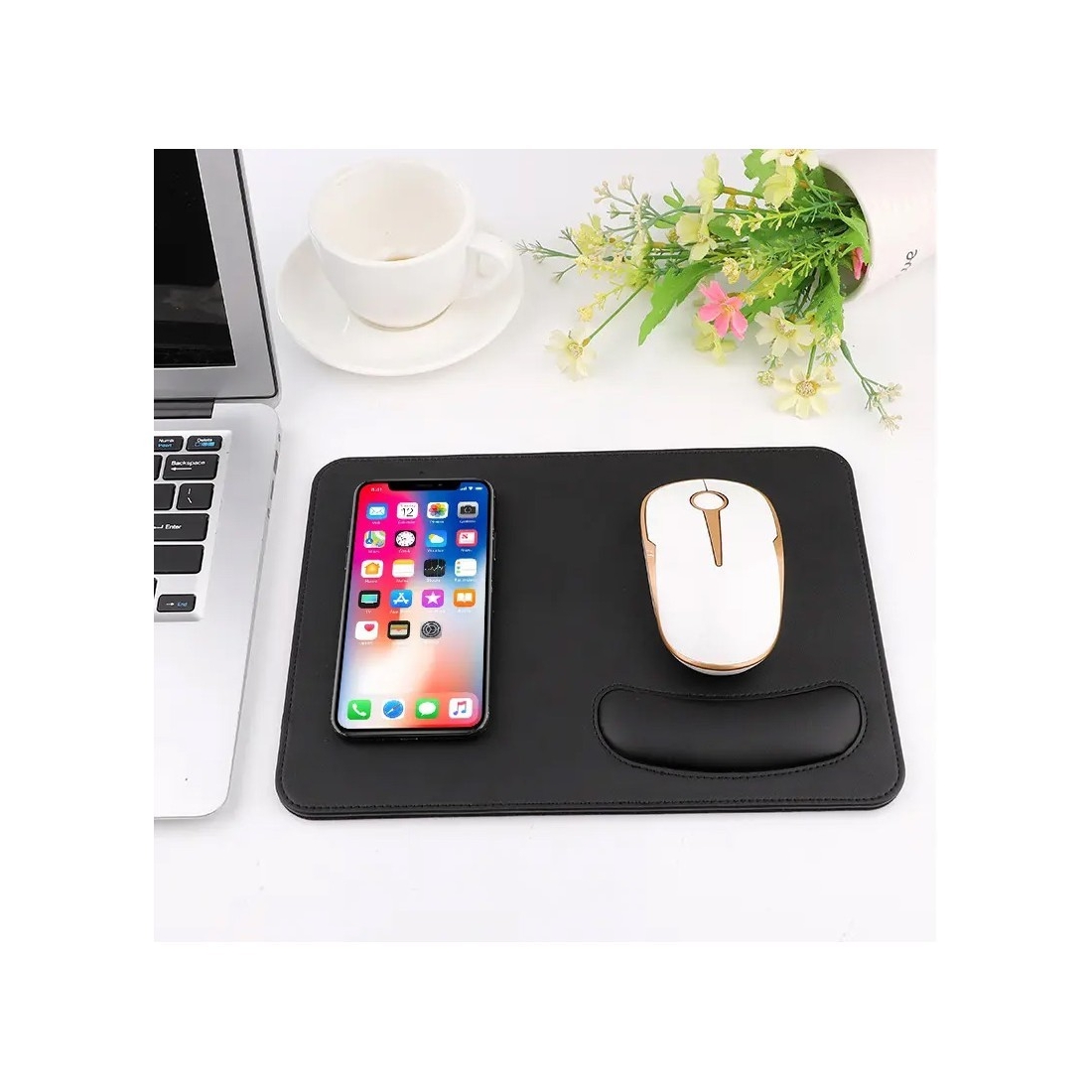 Tapis de souris en Cuir végétal avec chargeur à induction