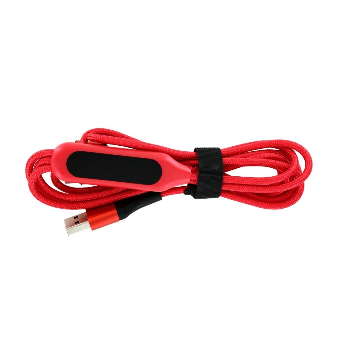 Câble de charge 5 en 1 avec porte logo lumineux à Led Rectangulaire - Rouge