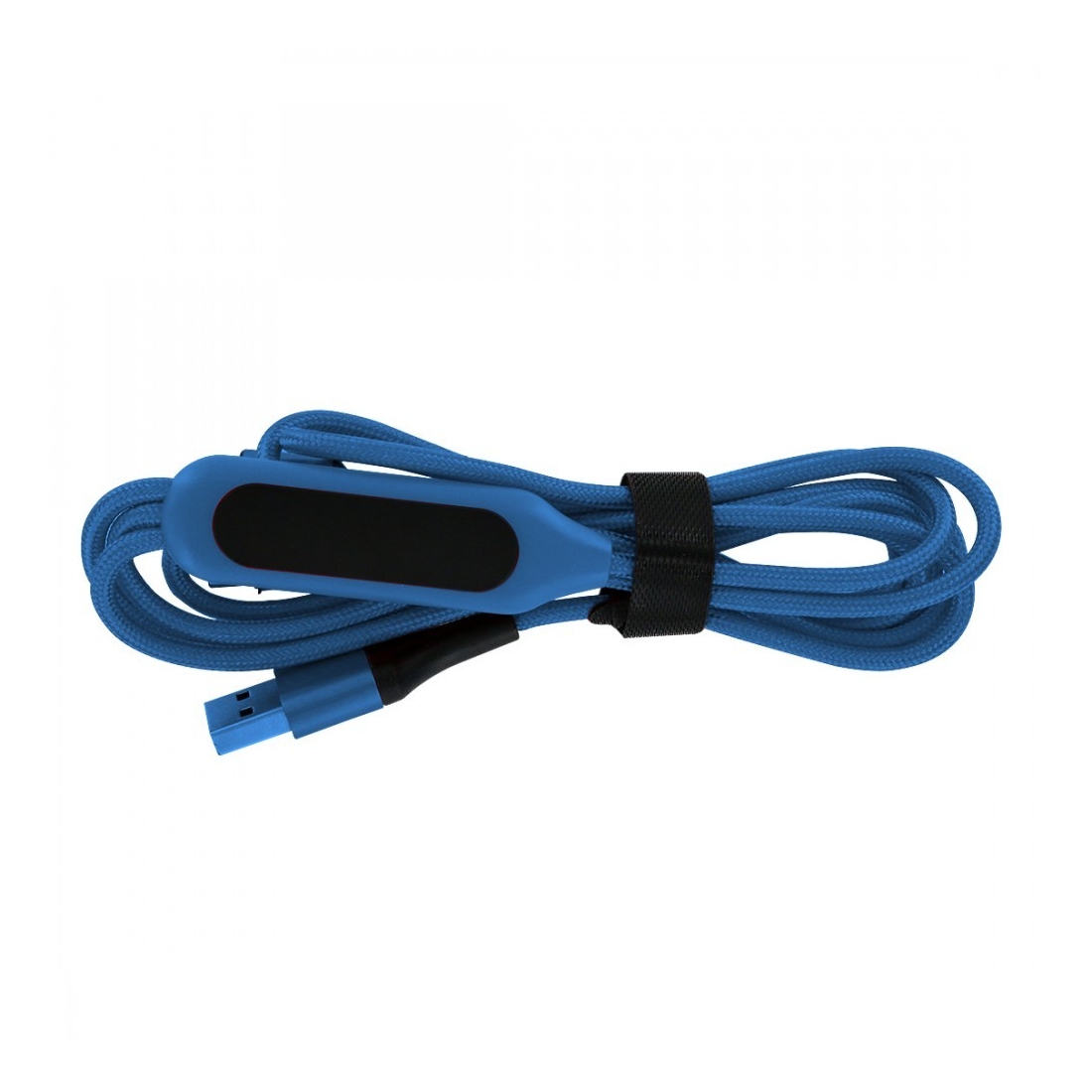 Câble de charge 5 en 1 avec porte logo lumineux à Led Rectangulaire - bleu
