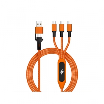Câble de charge 5 en 1 avec porte logo lumineux à Led Rectangulaire - orange