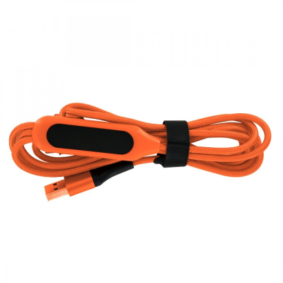 Câble de charge 5 en 1 avec porte logo lumineux à Led Rectangulaire - orange
