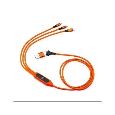 Câble de charge 5 en 1 avec porte logo lumineux à Led Rectangulaire - orange