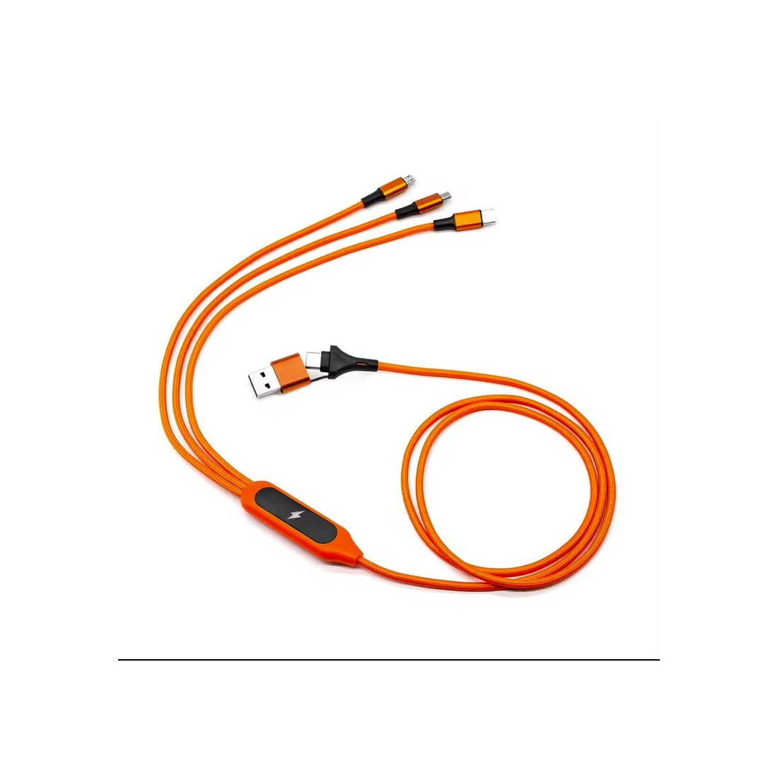 Câble de charge 5 en 1 avec porte logo lumineux à Led Rectangulaire - orange