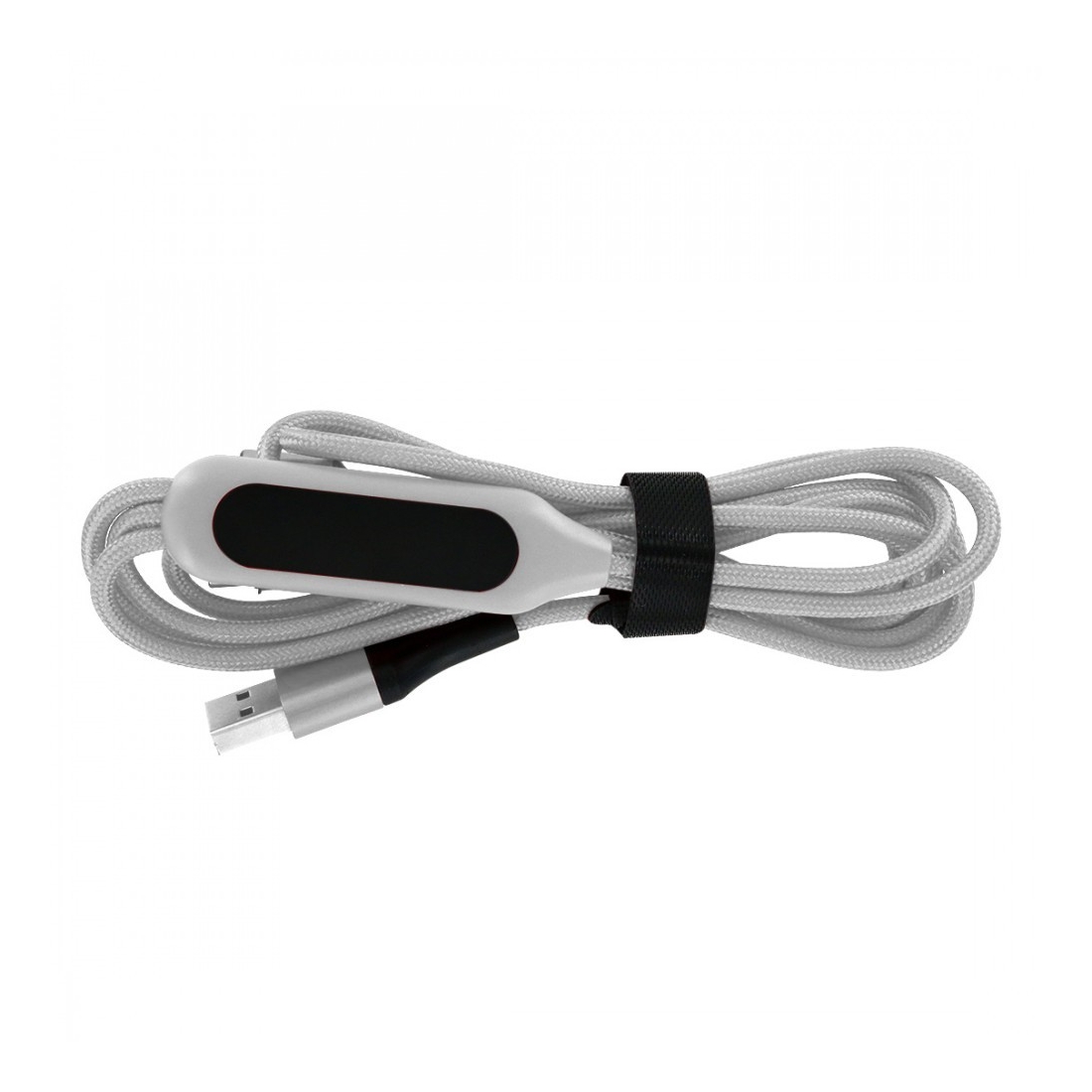 Câble de charge 5 en 1 avec porte logo lumineux à Led Rectangulaire - gris