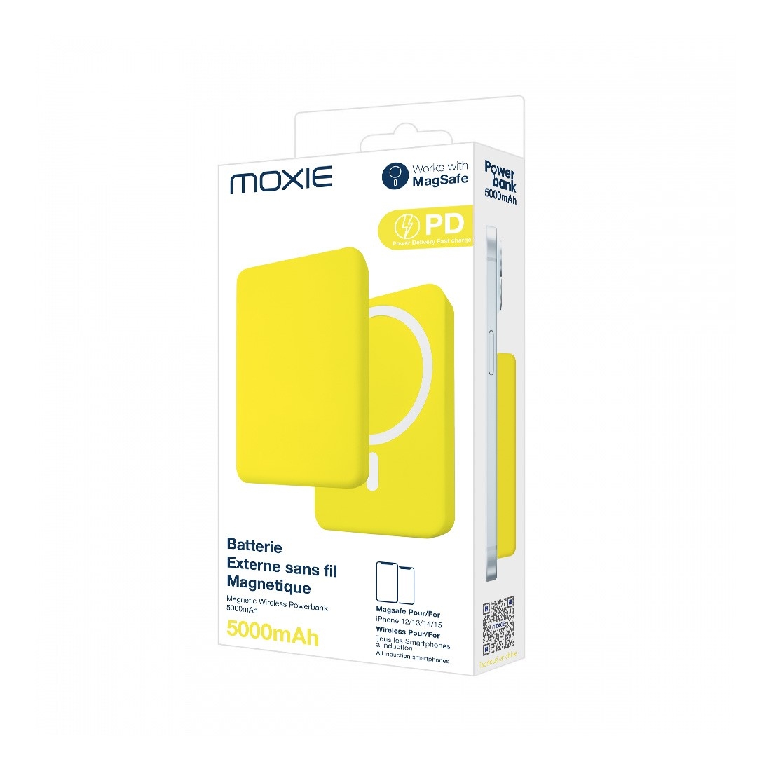 Batterie de secours compatible MagSafe 5000 mah couleur jaune