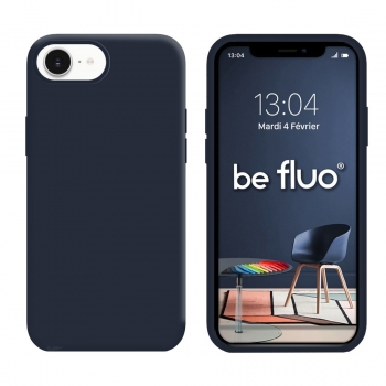 Coque Silicone Moxie BeFluo Fine et Légère pour iPhone 16e, Intérieur Microfibre - bleu foncé