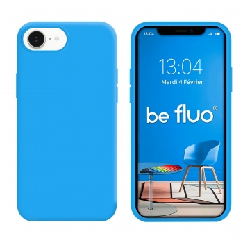 Coque Silicone Moxie BeFluo Fine et Légère pour iPhone 16e, Intérieur Microfibre - bleu clair