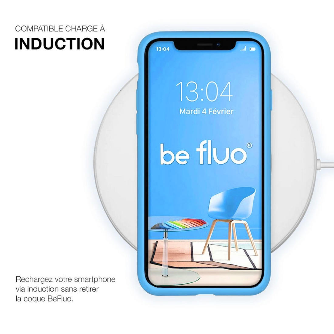 Coque Silicone Moxie BeFluo Fine et Légère pour iPhone 16e, Intérieur Microfibre - bleu clair