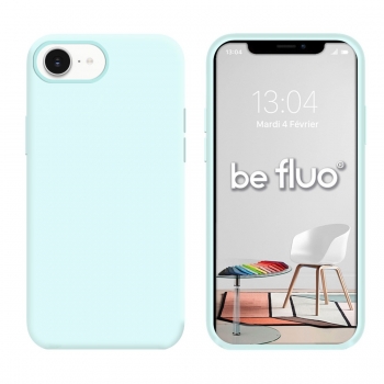Coque Silicone Moxie BeFluo Fine et Légère pour iPhone 16e, Intérieur Microfibre - bleu glacier
