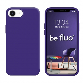 Coque Silicone Moxie BeFluo Fine et Légère pour iPhone 16e, Intérieur Microfibre - violet