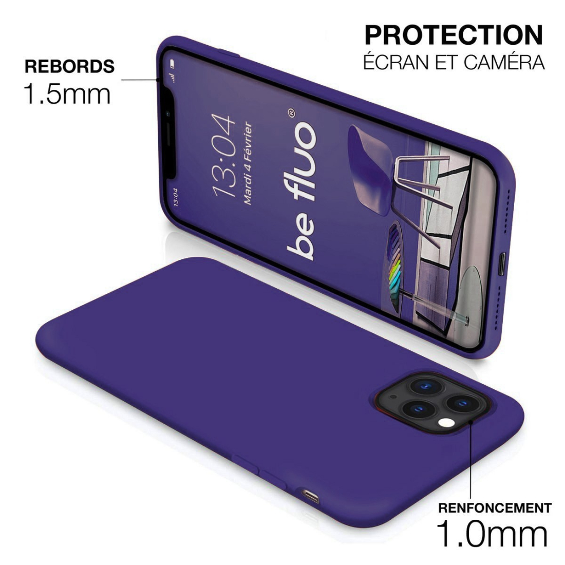 Coque Silicone Moxie BeFluo Fine et Légère pour iPhone 16e, Intérieur Microfibre - violet