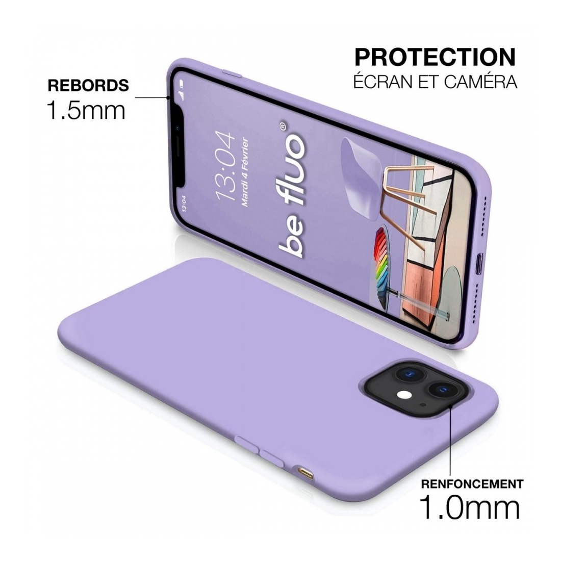 Coque Silicone Moxie BeFluo Fine et Légère pour iPhone 16e, Intérieur Microfibre - lilas