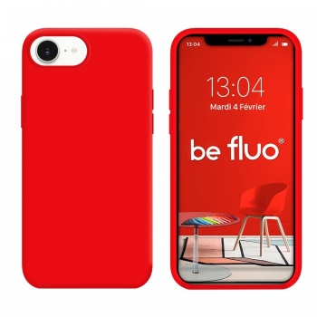 Coque Silicone Moxie BeFluo Fine et Légère pour iPhone 16e, Intérieur Microfibre - rouge
