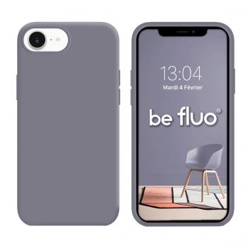 Coque Silicone Moxie BeFluo Fine et Légère pour iPhone 16e, Intérieur Microfibre - gris lavande