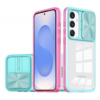 Coque de protection avec protection camera pour galaxy A36/A56 -  turquoise/rose