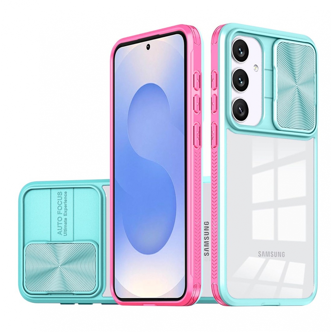 Coque de protection avec protection camera pour galaxy A36/A56 -  turquoise/rose