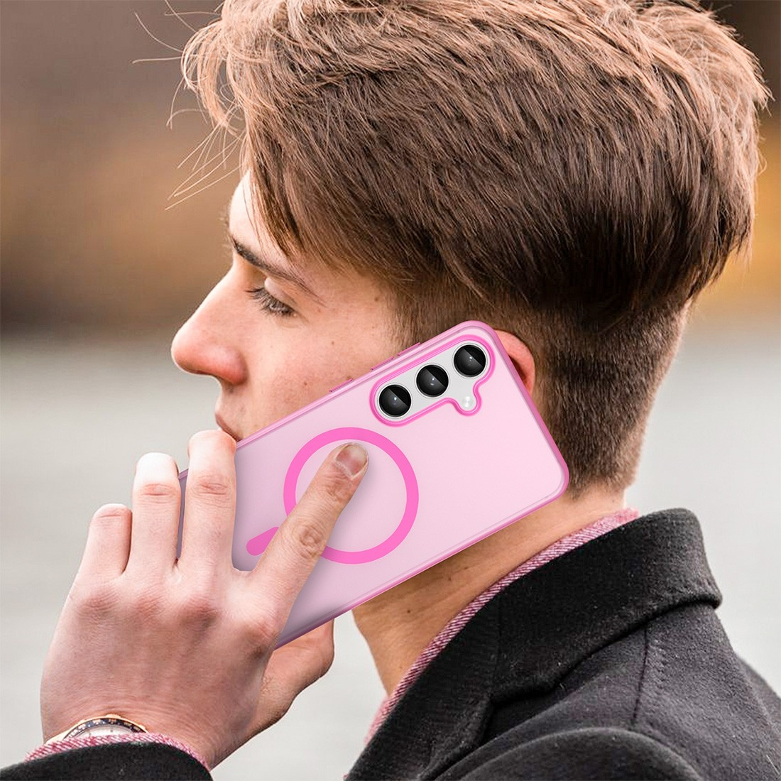 Coque de protection magnetique givré pour Galaxy A36/A56 rose