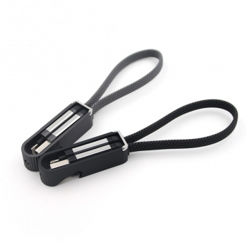 Porte clef ouvre bouteille avec cable data Type-C / lightning - Noir