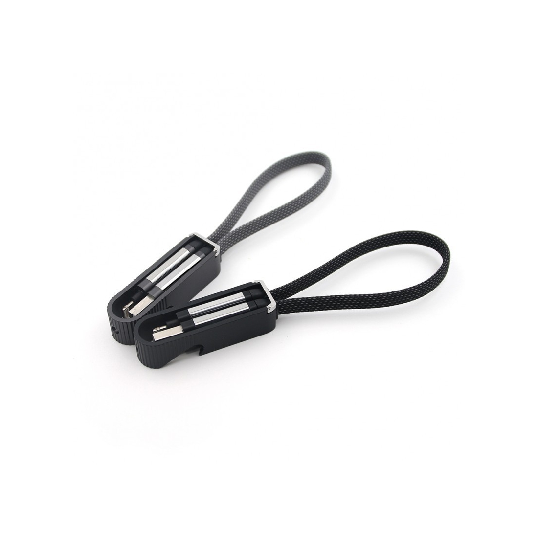 Porte clef ouvre bouteille avec cable data Type-C / lightning - Noir