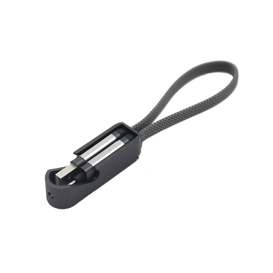 Porte clef ouvre bouteille avec cable data Type-C / lightning - Noir