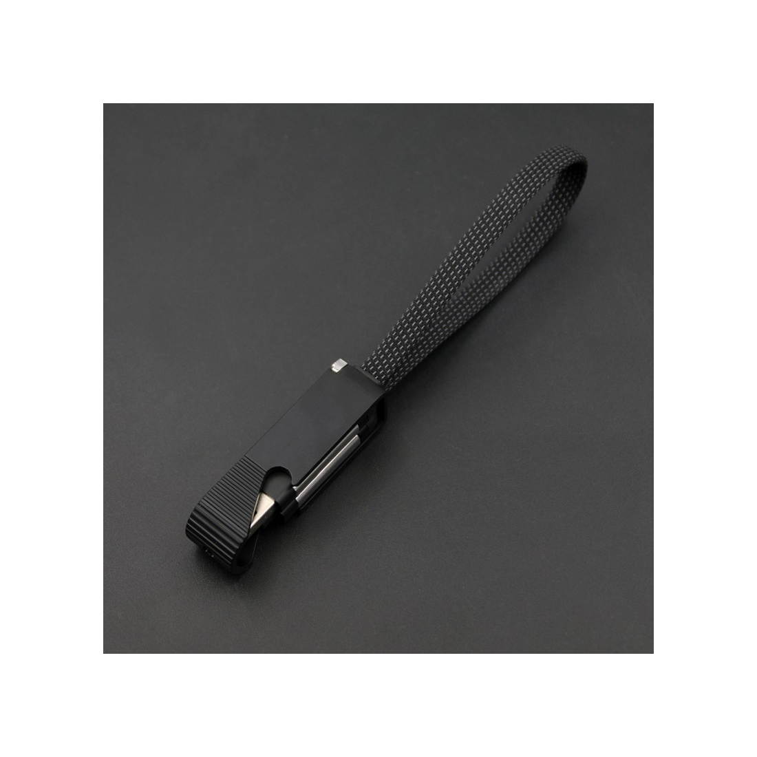 Porte clef ouvre bouteille avec cable data Type-C / lightning - Noir